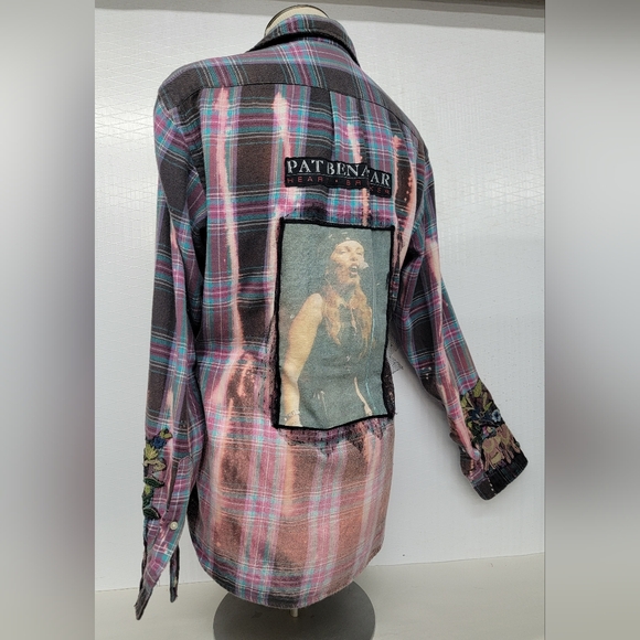 Pat Benatar Upcycled Rock Band Flannel - Picture 6 of 12